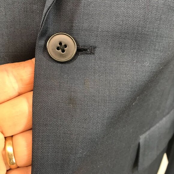 FRANK + OAK ~ MENS 42 ~ NAVY BLUE WOOL BLAZER JACKET - Picture 4 of 8